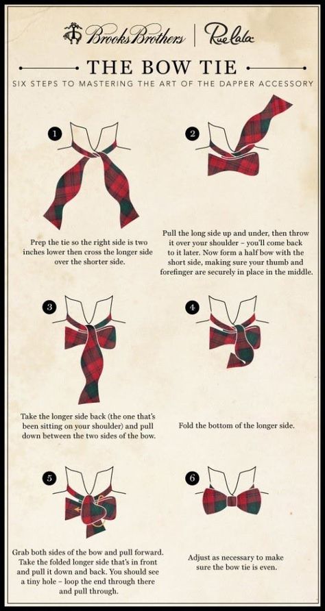 How to tie a bow tie infographic.  How to video.  bow tie tutorial Tie A Bow Tie, How To Have Style, Mens Wardrobe Essentials, Sharp Dressed Man, Well Dressed Men, A Gentleman, Mens Essentials, Gentleman Style, Men's Wardrobe