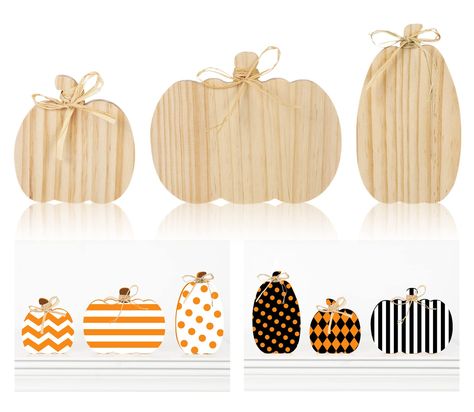 PRICES MAY VARY. Package Content – The package includes 3pcs of wooden pumpkin cutouts, each has a different size, and plus natural raffia, the combination offers a better decoration effect. Pumpkin Design – Our unfinished wooden cutouts are designed in 3 different pumpkin shape, the surface is with wooden texture, unique and attractive, quite suitable for fall and any daily decoration needs, perfect for tiered tray decoration and table sign, full of farmhouse atmosphere. Reliable Material – The Fall Pumpkin Sign, Girls Night Crafts, Office Table Decor, Pumpkin Cutouts, Fall Party Themes, Fall Classroom Decorations, Thanksgiving Projects, Diy Table Decor, Pinterest Crafts