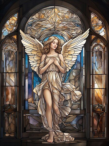 Stained Glass Art Fairytale Stained Glass Art, Stained Glass Window Fantasy Art, Angel Stained Glass Window, Stained Glass Mary, Jesus Stained Glass Art, Catholic Stained Glass Windows, Stain Glass Window Art, Mother Mary Images, Religious Artwork