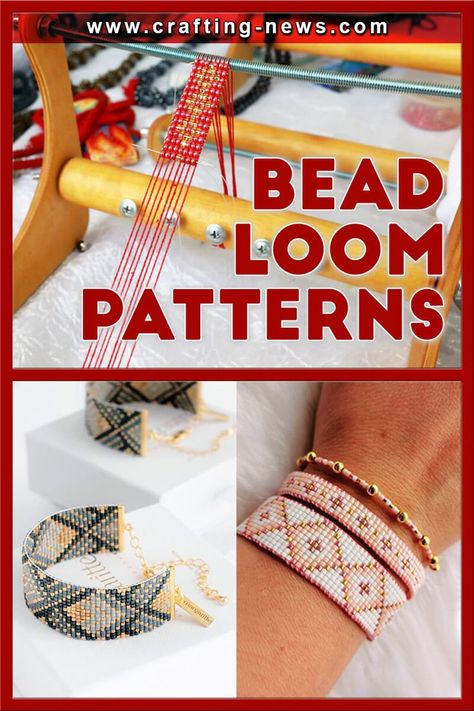 21 Bead Loom Patterns Free Seed Bead Loom Patterns, Hat Beading Pattern, Jewel Loom Patterns Free, Beading On A Loom, How To Use Bead Loom, Diy Beading Loom How To Make, Beaded Bracelet Patterns Free, Free Bead Loom Bracelet Patterns, How To Loom Bead