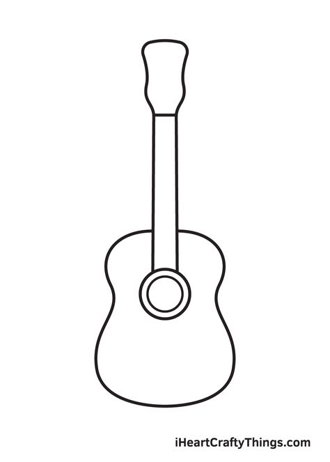 Guitar Outline Drawing, Instrument Drawing Easy, Guitar Stencil, Gutair Drawings Easy, Guitar Silhouette Art, Guitar Printable, Guitar Template Free Printable, Guitar Line Drawing, Guitar Line Art