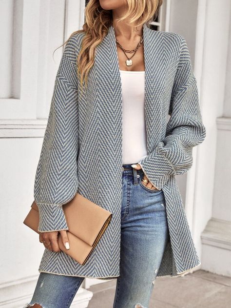 Fall 2023 Fashion Trends, Fall 2023 Fashion, 2023 Fashion Trends, Business Formal Dress, Sweater Duster, Mode Casual, Duster Cardigan, Bishop Sleeve, Professional Dresses