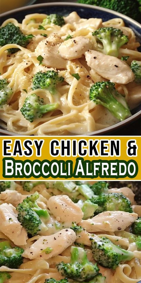 Indulge in this creamy and Easy Chicken and Broccoli Alfredo 🍝! A one-pan dinner that’s packed with flavor, perfect for busy weeknights or a comforting meal. #ChickenAlfredo #BroccoliRecipes #OnePanMeals #EasyDinners #PastaLovers #FamilyMeals Chicken And Broccoli Recipes Pasta Alfredo Sauce, Alfredo Pasta Recipes With Broccoli, Chicken Broccoli Alfredo With Jar Sauce, Creamy Broccoli Chicken Penne, Grilled Chicken Broccoli Alfredo, Light Chicken Alfredo Recipe, Chicken Broccoli Alfredo Crockpot, Fettichini Alfredo Recipe With Chicken, Alfredo Broccoli Chicken