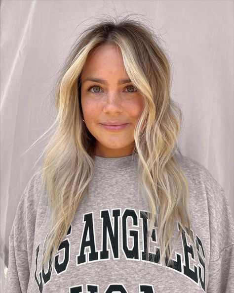 Blond In The Front Hair, Thick Blonde Face Framing Highlights, Blonde Face Framing Balayage, Blonde Hairline Highlights, Front Partial Highlights, Bold Face Frame Highlights, Heavy Blonde Face Framing Highlights, Partial Highlights And Money Piece, Frame Highlights Blonde