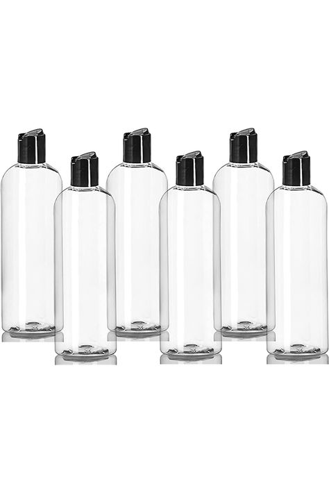 ljdeals 16 oz Clear Plastic Empty Bottles with Black Disc Top Caps, Squeezable Refillable Containers for Shampoo, Lotions, Cream and more Pack of 6, BPA Free, Made in USA Nails Summer, Empty Bottles, Clear Plastic, Fashion Nails, Summer Nails, Bpa Free, Beauty And Personal Care, Lotion, Made In Usa