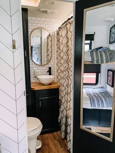 Camper Bathroom Makeover, Camper Door Makeover, Camper Bathroom Remodel, Camper Flooring, Camper Bathroom, Rv Interior Remodel, Camper Interior Design, Camper Kitchen, Camper Trailer Remodel