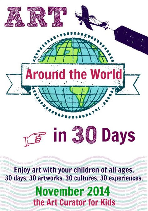 The Art Curator for Kids - Art Around the World in 30 Days - Experience Art with Your Kids Art Around The World, Art Lessons For Kids, History For Kids, Art Curriculum, Homeschool Art, History Projects, Art Lessons Elementary, Art Curator, Middle School Art