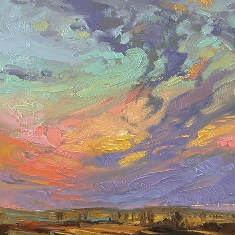 Chris Long Paintings, Art Inspired By Nature, Painting Ideas Colorful, Aspen Painting, Oil Painting Sky, Cloud Paintings, Sky Paintings, Chris Long, Colorful Photography