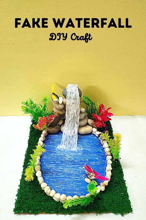 Waterfall At Home, Fake Waterfall, Waterfall Model, Home Easy Diy, Science Exhibition Projects, Waterfall Project, Diy Waterfall, Habitats Projects, Project School