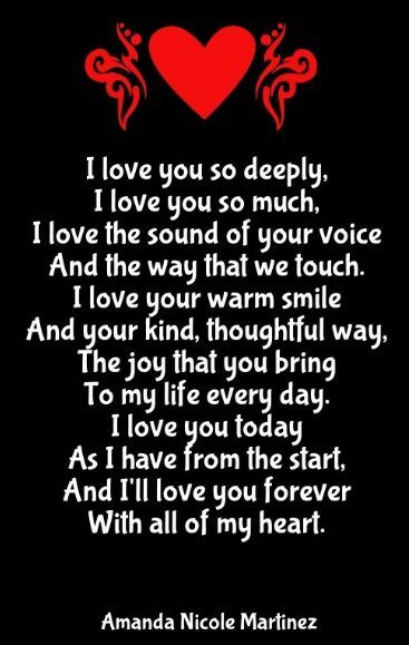 I Love You Deeply, Love You Poems, Love My Wife Quotes, Love Poem For Her, Forever Love Quotes, Love Poems For Him, Love My Husband Quotes, Romantic Quotes For Her, Sweet Romantic Quotes