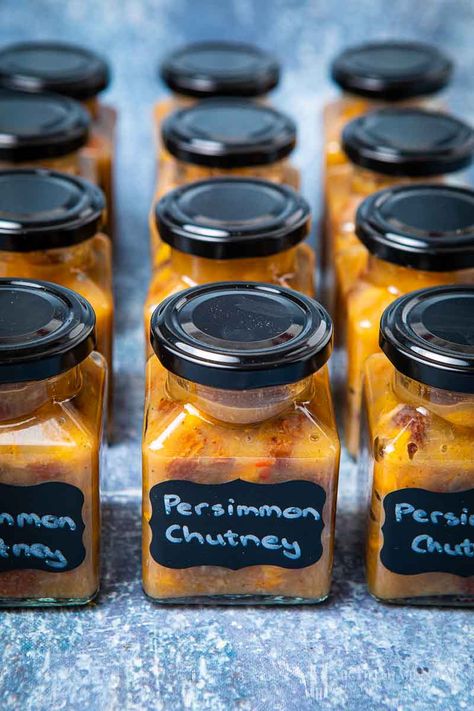 Preserving Persimmons, Persimmon Chutney, Sharon Fruit, Persimmon Recipes, Persimmon Fruit, Chili Chili, Edible Christmas Gifts, Unique Recipe, Chicken Liver Pate