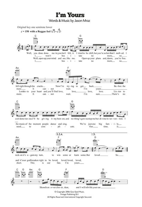 Im Yours Ukulele Chords, Im Yours Ukulele, Free Guitar Sheet Music, Ukulele Practice, Chords For Guitar, Chords Ukulele, Bob Dylan Songs, Musical Symbols, Piano Chords Chart