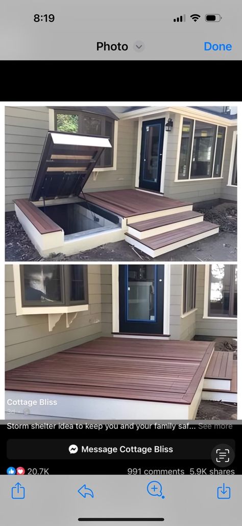 Diy Storm Shelter How To Build, Storm Shelter Landscaping, Diy Storm Shelter, Storm Shelter Ideas, Storm Shelters, Home Shelter, Storm Shelter, Shelter Design, Custom House