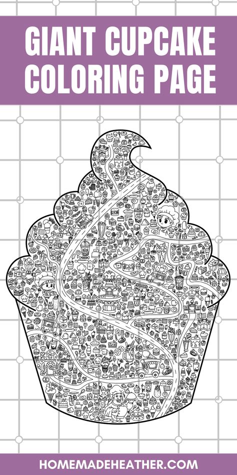 This Giant Cupcake Printable Coloring Page is a creative and fun way to keep the kids busy - perfect for Birthday Parties! Giant Coloring Page, Giant Coloring Poster Printable Free, Cupcake Printable, Giant Coloring Poster, Cupcake Coloring Pages, Giant Poster, Giant Cupcake, Engineer Prints, Giant Cupcakes