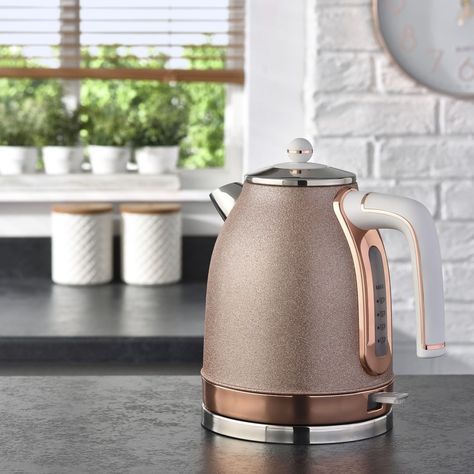 Glam up your kitchen with this stunning Rose Gold Kettle! Available in-store and online at therange.co.uk 🔍  214773 Rose Gold Kitchen Accessories, Gold Kettle, Gold Kitchen Accessories, Rose Gold Kitchen, Gold Kitchen, Cute Kitchen, Copper Kitchen, Cool Kitchen Gadgets, Household Furniture