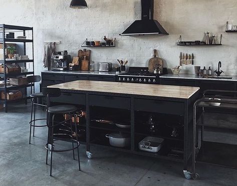 Industrial Kitchen Island Ideas And Inspiration | Hunker Kitchen Island Furniture, Studio Plan, Downtown Loft, Industrial Kitchen Island, Small Cottage Kitchen, Downtown Lofts, Industrial Kitchen Design, Cottage Style Kitchen, Kitchen Studio