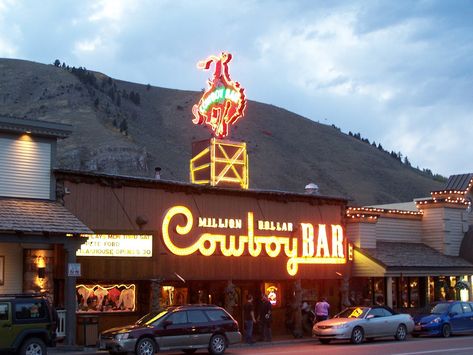 Million Dollar Cowboy Bar Jenny Lake Wyoming, Million Dollar Cowboy Bar, Western Dancing, Cowboy Bar, Cowboys Bar, Guys Trip, Hanger Steak, Jackson Hole Wedding, Jackson Hole Wy