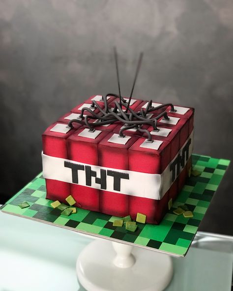 TNT cake Minecraft Tnt Cake, Tnt Cake, Minecraft Tnt, Tnt Minecraft, Minecraft Birthday Party, Minecraft Cake, Kids Cakes, Minecraft Birthday, Minecraft Party