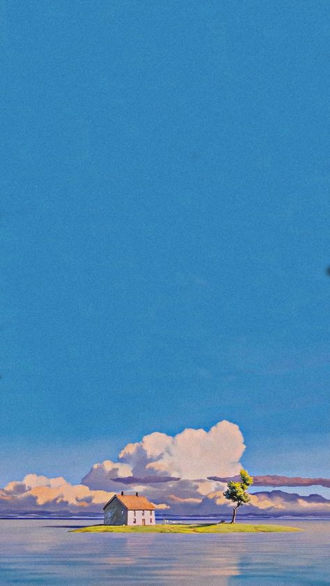 Studio Ghibli Scenery Landscape, Ghibli Clouds, Studio Ghibli Scenery, Studio Ghibli Wallpaper, Ghibli Wallpaper, Studio Ghibli Background, Wallpaper Iphone Boho, Phone Wallpaper Boho, Japan Painting