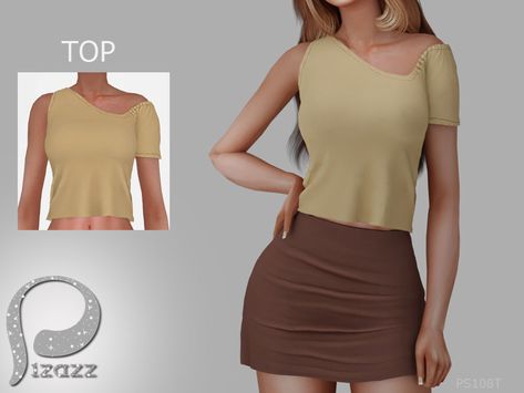 Sims 4 Cc One Shoulder Top, Sims 4 One Shoulder Top, Sims 4 Game Mods, Female Clothing, One Shoulder Top, Sims 4 Game, Sims 4 Cc, Custom Content, The Sims Resource