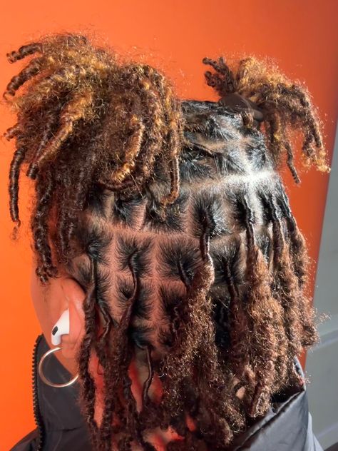 2 Ponytails Locs, Half Up Half Down Locs Men, Two Ponytails With Locs, Locs Hairstyles Half Up Half Down, Half Up Half Down Locs, Half Up Half Down Loc Styles, Dread Ponytail, 2 Buns Hairstyle, Locs Starter