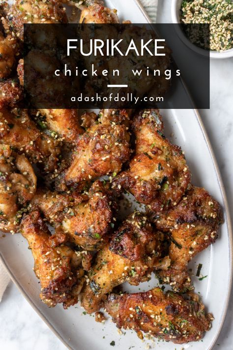 Furikake Chicken Wings (Gluten Free with Paleo Options) - a dash of dolly Furikake Chicken Recipe, Hawaiian Chicken Wings, Awesome Chicken, Wings Recipes, Hawaiian Recipes, Egg Free Recipes, Food Lab, Whole30 Recipes, Bowl Recipes