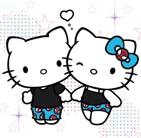 Christmas Pfp Trio, Christmas Pfp Black, Hello Kitty Christmas Pfp, Tatuaje Hello Kitty, Pfp Red, Pfp Blue, Red Hello Kitty, Black Hello Kitty, Pfp Black