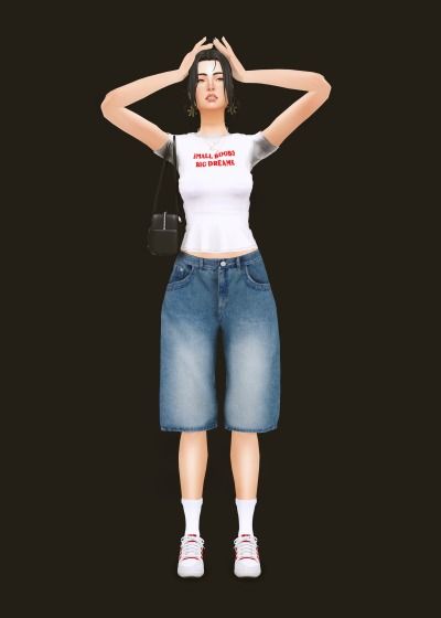 (3) eddiewhxtever lookbook Hoodie | Shorts | Slippers | Headphones | Glasses Top | Shorts | Shirt | Glasses | Sandals T-shirt |... – @fantasmasims on Tumblr Jorts Sims Cc, The Sims 4 Cc Shirts, Sims 4 Slippers, Sims 4 Cc Hoodie, Hoodie Shorts, Sims Clothes, Baggy Tee, Socks Shoes, Baggy Shorts