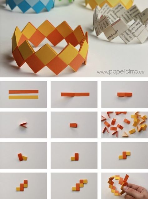 Aprender Manualidades infantiles, Page 2 | Scoop.it Origami Guide, Paper Bracelet, Tutorial Origami, Origami Love, Origami And Kirigami, Origami Patterns, Folding Origami, Instruções Origami, Seni Dan Kraf