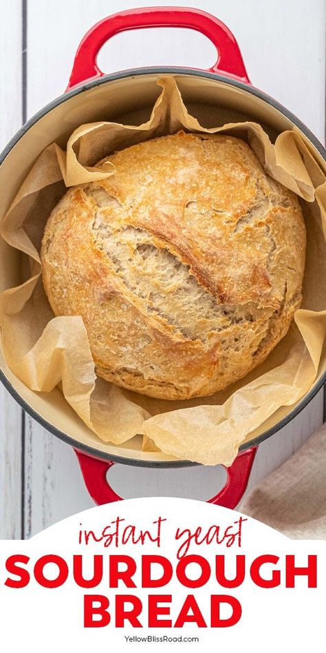 Sourdough Bread with Instant Yeast Bread With Instant Yeast, Easy Sourdough Bread, Easy Sourdough Bread Recipe, Recipes With Yeast, Making Sourdough Bread, Yeast Starter, Dutch Oven Bread, Easy Sourdough, Homemade Sourdough Bread