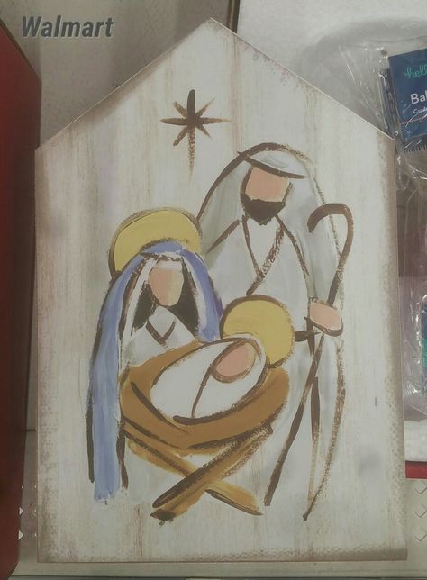 Nativity Painted On Wood, Pesebres Navidad Ideas Madera, Easy Nativity Painting, Diy Christmas Yard Decorations, Nativity Painting, Diy Nativity, Cake House, Pallet Christmas, Nativity Crafts