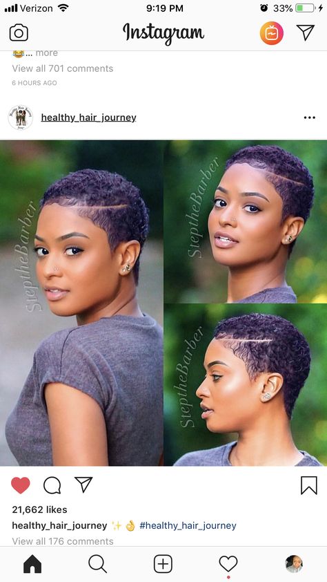 Great color and cut!! Low Cut Hairstyles, Natural Hair Haircuts, Short Natural Haircuts, Short Hair Designs, Black Hair Short Cuts, Short Natural Curly Hair, Short Shaved Hairstyles, Shaved Hair Designs, Tapered Natural Hair