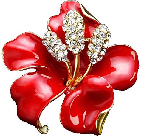 Saree Brooch, Birthday Christmas Party, Red Wreath, Red Blossoms, Rhinestone Wedding, Brooch Jewelry, Crystal Brooch, Enamel Flower, Red Flower