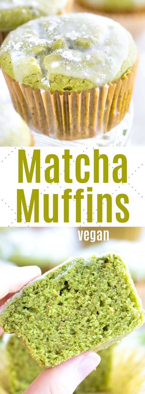 These vegan green tea matcha muffins are soft, flavorful and so quick and easy to make. Topped off with a simple lemon vanilla glaze! #matchamuffins #veganmatchamuffins #greenteamuffins Fairy Desserts, Green Tea Muffins, Matcha Muffins, Vegan Muffin, Nutritious Eating, White Chocolate Muffins, Matcha White Chocolate, Green Tea Matcha, Chocolate Muffin Recipe