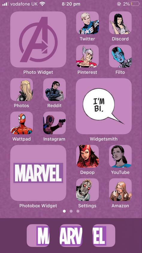 Marvel Wallpaper Widget, Avengers Homescreen, Marvel Phone Theme, Marvel Iphone Layout, Marvel App, Marvel Iphone Wallpaper, Marvel Phone Wallpaper, Disney Iphone, Ios App Iphone