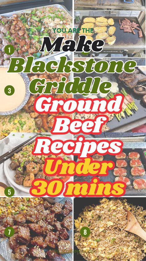 Blackstone Ground Beef Recipes are perfect for  easy weeknight meals. These Grilled Beef Recipes are loaded with flavor and easy to make on the griddle. Recipes Using Ground Beef cooks perfectly on the griddle and easily cooks with so much flavor. These recipes can be made in a variety of ways by using ground turkey, ground chicken  or cooking in a cast iron skillet over medium high heat. #blackstonegroundbeefrecipes #blackstonerecipes High Protein Griddle Recipes, Cheap Griddle Meals, How To Cook On A Blackstone Griddle, Recipes To Cook On Blackstone Griddle, Ground Beef Griddle Recipes, Ground Beef Recipes Blackstone, Recipes For The Griddle, Blackstone Hamburger Meat Recipes, Blackstone Griddle Recipes Dinners Ground Beef