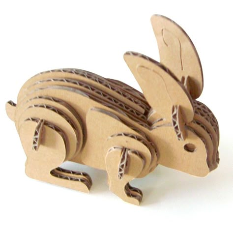 Cardboard Art Projects, Cardboard Animals, School Tables, Rabbit Sculpture, Cardboard Sculpture, Easter Craft Decorations, Art Deco Sculpture, Furniture Design Wooden, Animal Puzzle