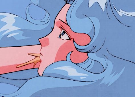 Blue Hair, A Woman, Gif, Anime, Hair, Pink, Blue