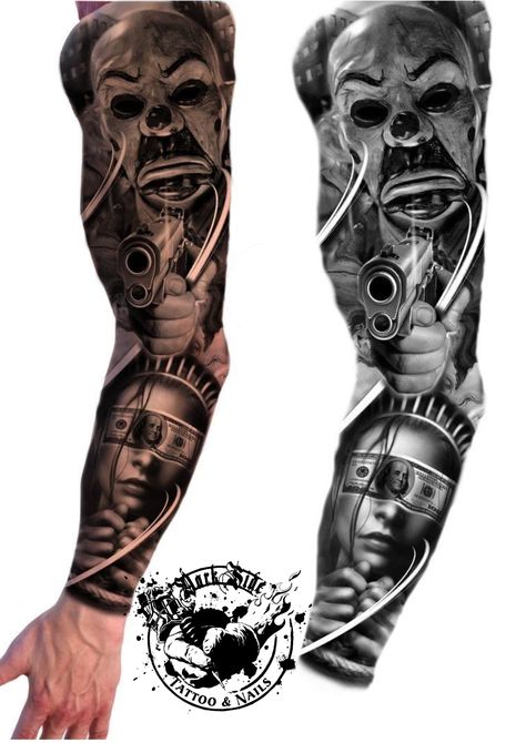 Bushido Tattoo, Darkside Tattoo, Viking Warrior Tattoos, Leg Sleeve Tattoos, Full Chest Tattoos, Leg Tattoo Ideas, Full Hand Tattoo, Chicano Tattoos Sleeve, Samurai Tattoo Design