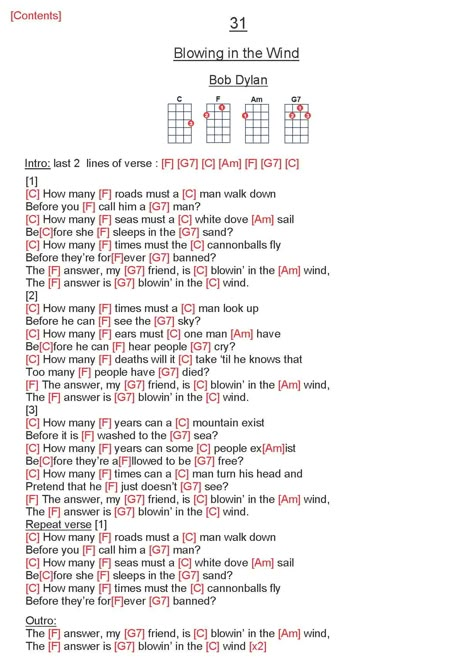 Blowing In The Wind Bob Dylan, Blowing In The Wind, Ukulele Tabs Songs, Ukelele Chords Ukulele Songs, Easy Ukulele Songs, Ukulele Chords Chart, Uke Songs, Ukulele Chords Songs, Learn Guitar Chords