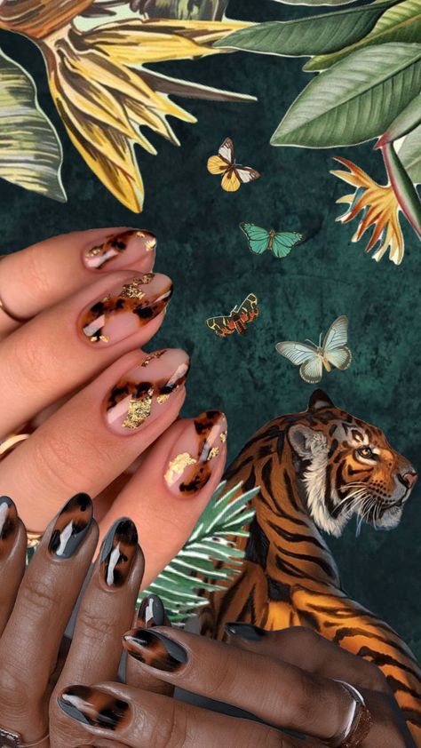 #tortoise #tortoiseshell #nails #nailinspo #naildesign #plants #exotic #fall #dark #moody #vibe #jungle Moody Nails, Jungle Nails, Tortoiseshell Nails, Nails Desing, Nail Art Inspiration, Makeup Nails, Nail Inspo, Tortoise, Home Art