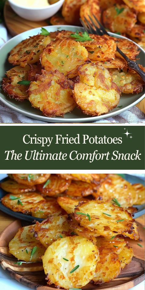 Dive into a bowl of golden and crispy fried potatoes, a timeless classic that's perfect for satisfying your snack cravings any time of day. 🌟 #ClassicComfortFood #SnackTime #GoldenPotatoes #FoodieFinds #GourmetTreats Recipe Ideas With Potatoes, Twice Fried Potatoes, Boiled And Fried Potatoes, Crispy Seasoned Potatoes, Crispy Potato Rounds, Deep Fried Potatoes Slices, Bulk Potato Recipes, Diced Fried Potatoes, Dinner Ideas With Potatoes Meals