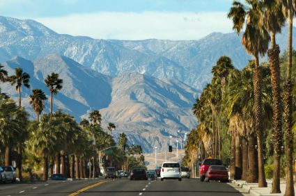 Palm Canyon Drive - looking South to the Indian Canyons San Jacinto Mountains, Desert Hot Springs, California Desert, California City, San Jacinto, Palm Springs California, Visit California, Coachella Valley, Mountain Resort