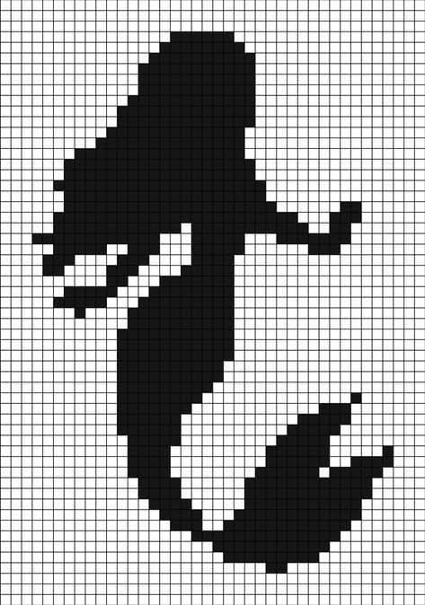 A pixel art template of mermaid's silhouette. Pixel Art Mermaid, Mc Builds, Aquatic Creatures, Mini Cross Stitch, Mini Cross, Mermaid Silhouette, Art Films, Art Themes, Kraken