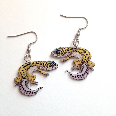 Leopard Gecko Funny, Cute Lizard, Guinea Pig Toys, Cute Reptiles, Plastic Earrings, Leopard Gecko, Reptiles Pet, Fish Hook Earrings, Bearded Dragon