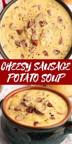 Cheesy Sausage Potato Soup, Potato Soup With Sausage, Baking Mischief, Sausage And Potato Soup, Kielbasa Soup, Soup With Sausage, Sausage Potato Soup, Sausage Soup Recipes, Sausage Potato