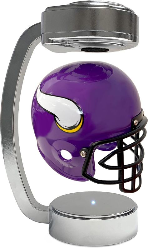 Pegasus Sports Officially Licensed NFL Mini Rotating Levitating Hover Helmet in Chrome Stadium Lighting, Viking Helmet, Bean Bag Toss, Tabletop Signs, Fan Cave, Nfl Fans, Self Service, Minnesota Vikings, Sports Memorabilia