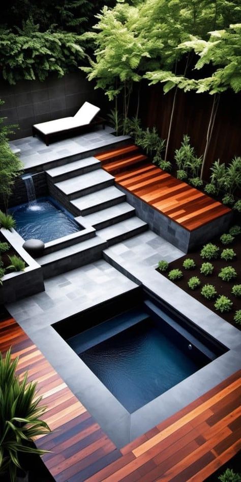 30 Breathtaking Backyard Plunge Pools Redefining Luxury Living - Peak Patio Life Backyard Jacuzzi, Small Swimming Pool Ideas, Jacuzzi Design, Pool Area Landscaping, Pool Ideas For Small Yards, Lap Pools Backyard, Small Pools Backyard, Small Swimming Pool, Luxurious Backyard