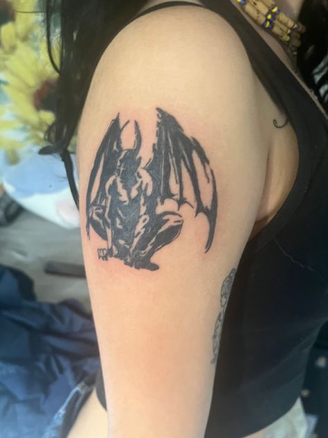 Gothic Inspired Tattoos, Dracula Bat Tattoo, Gargoyle Back Tattoo, Bat Underbust Tattoo, Jersey Devil Tattoo, Blacked Out Tattoo, Bat Tramp Stamp, Gargoyle Tattoo For Women, Pines Tattoo