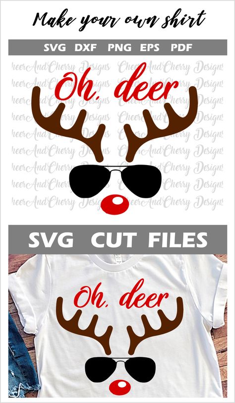 Reindeer Face Svg, Cricut Scrapbook, Reindeer Dress, Rudolph Red Nose, Deer Svg, Reindeer Shirt, Make Your Own Shirt, Reindeer Face, Christmas Wear